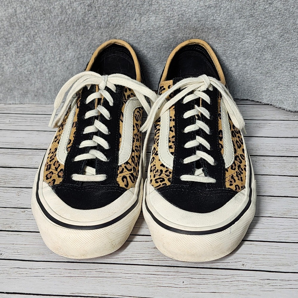 Vans Old Skool Shoes Mens Size 6 Womens 7.5 Leopard Print Black White Low Top